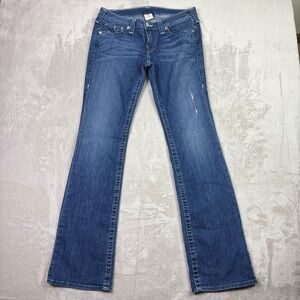 True Religion Straight Fit Blue Jeans Women’s Size 30x33 Slight Distress